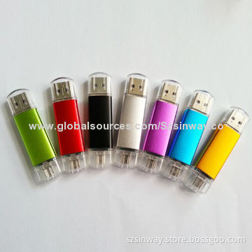 OTG USB Flash Drives, 1-32GB Capacity with Customized Colors Available
